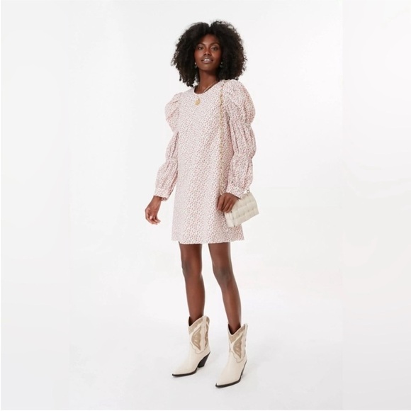 Hyacinth House Textured Floral Puff Sleeve Clemons Floral Mini Dress Size Large - Picture 4 of 14